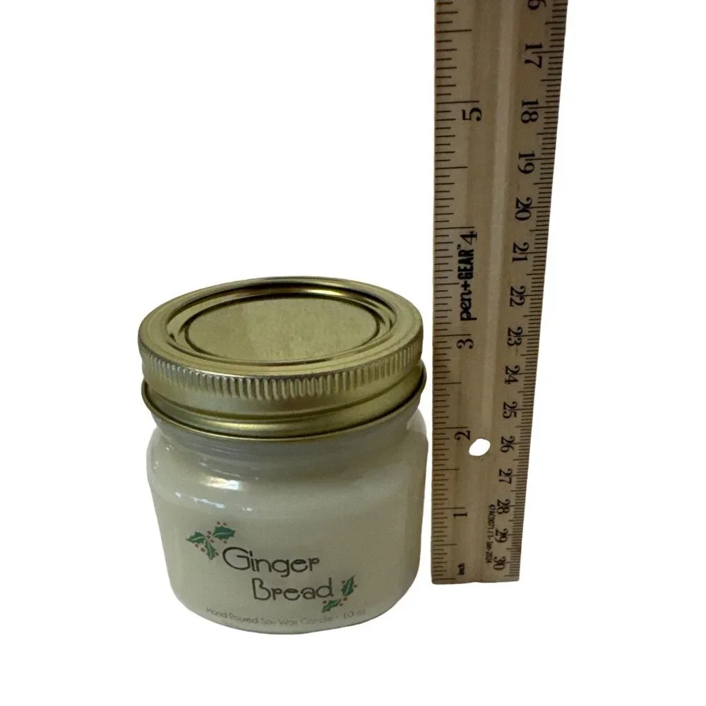 Hand Poured Soy Wax Candle Gingerbread Scent 10 Oz Glass Jar With Lid By Oily Bl
